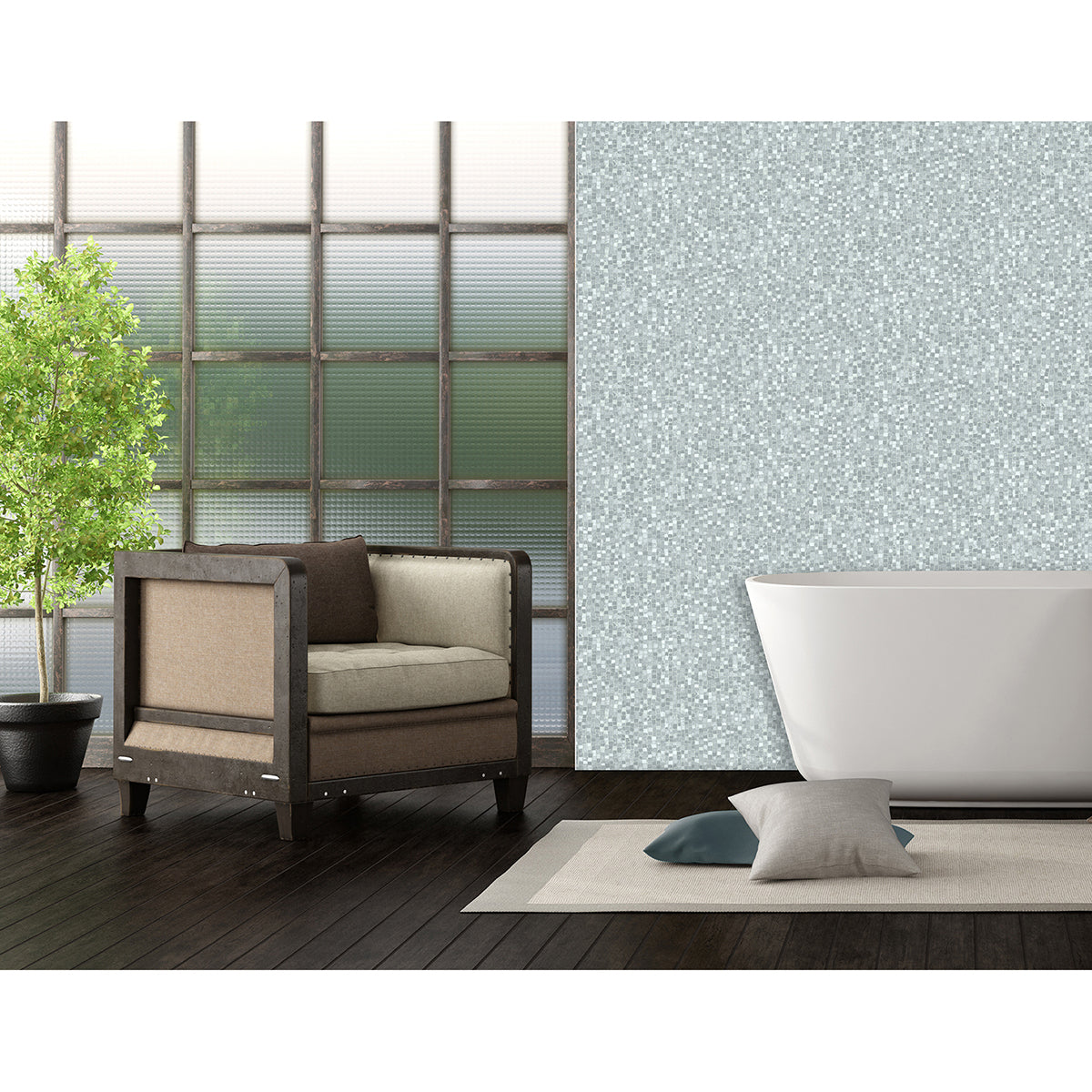 Ziggy Grey Stone Mosaic Wallpaper  | Brewster Wallcovering - The WorkRm