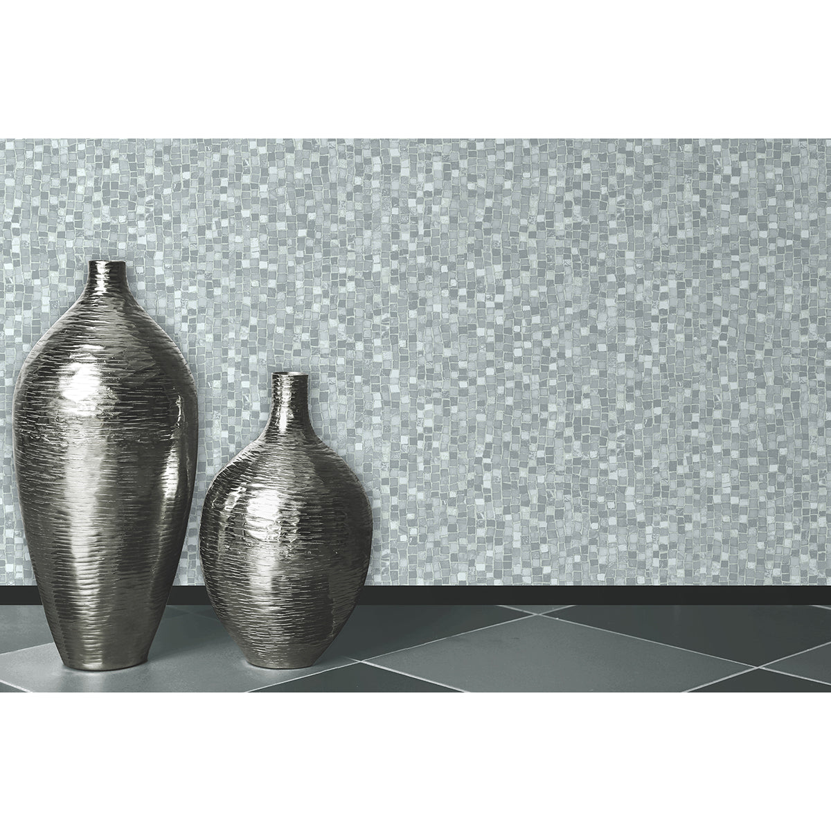 Ziggy Grey Stone Mosaic Wallpaper  | Brewster Wallcovering - The WorkRm