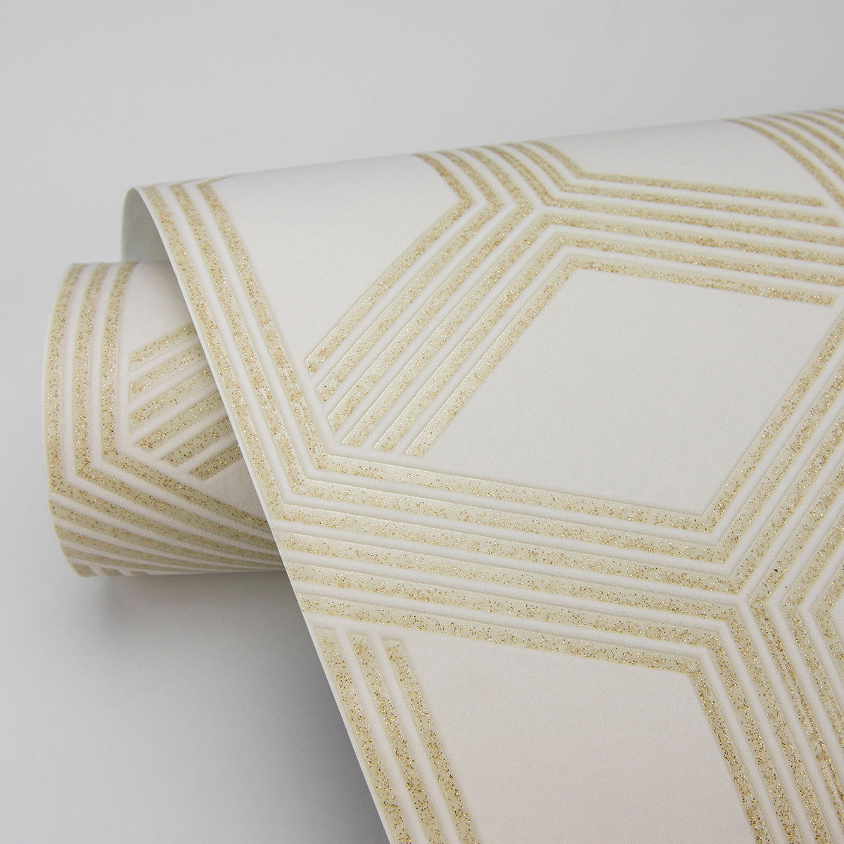 Xander Cream Glam Geometric Wallpaper  | Brewster Wallcovering - The WorkRm