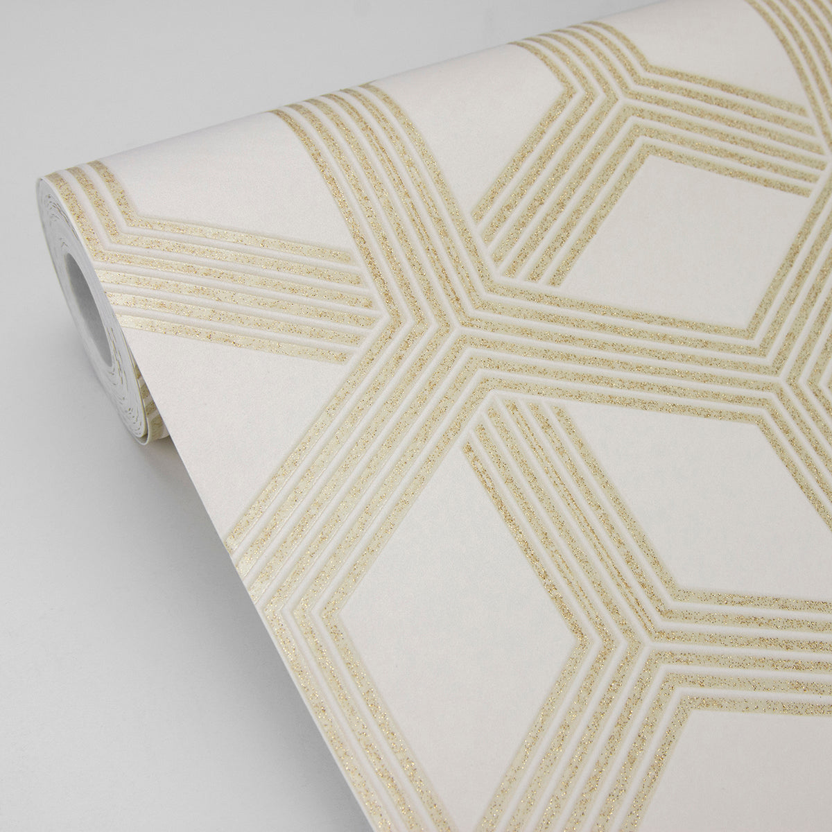 Xander Cream Glam Geometric Wallpaper  | Brewster Wallcovering - The WorkRm