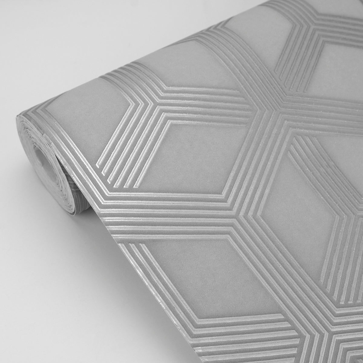 Xander Grey Glam Geometric Wallpaper  | Brewster Wallcovering - The WorkRm