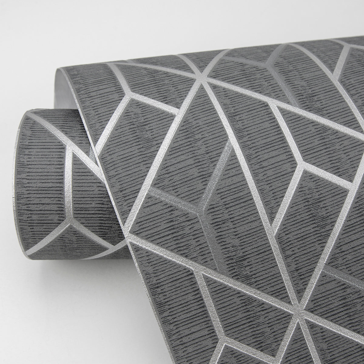 Wilder Grey Geometric Trellis Wallpaper - Brewster Wallcovering