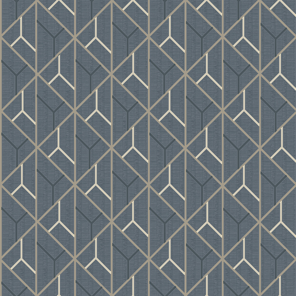 Brewster Wallcovering-Wilder Blue Geometric Trellis Wallpaper