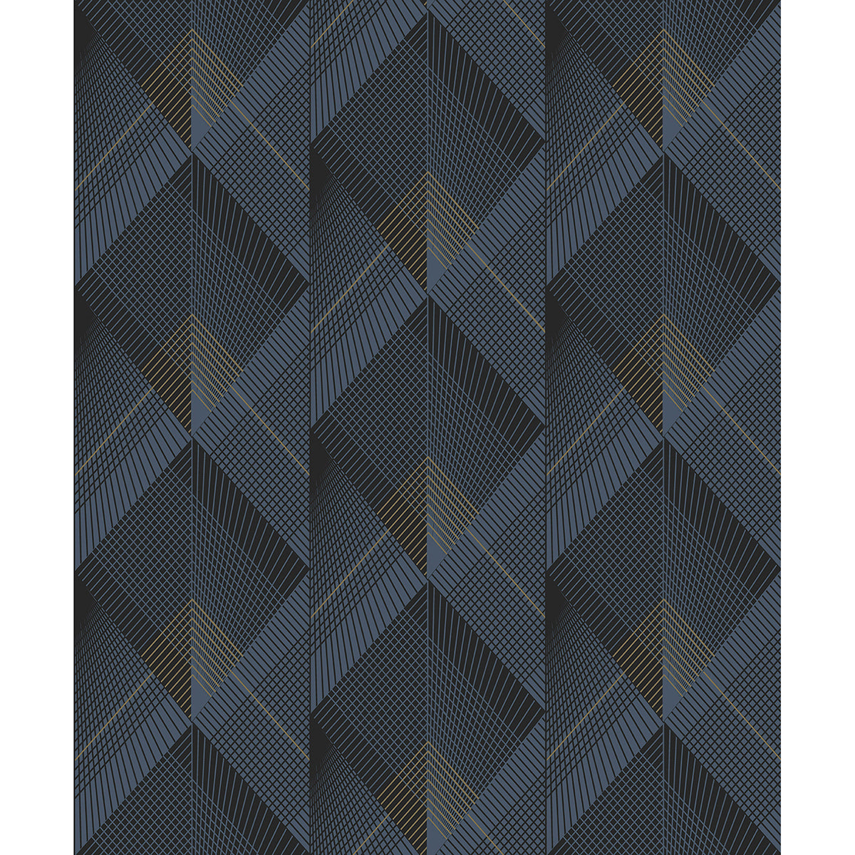 Brewster Wallcovering-Raoul Navy Fanning Diamonds Wallpaper