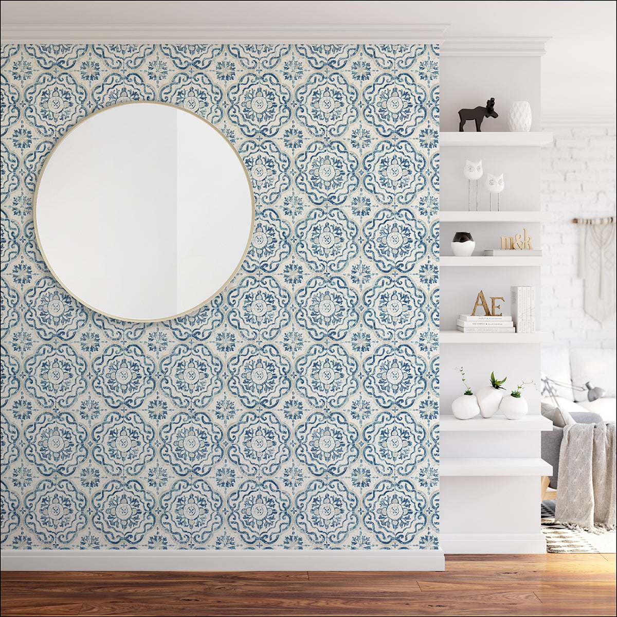 Talavera Tile Peel and Stick Wallpaper - Brewster Wallcovering