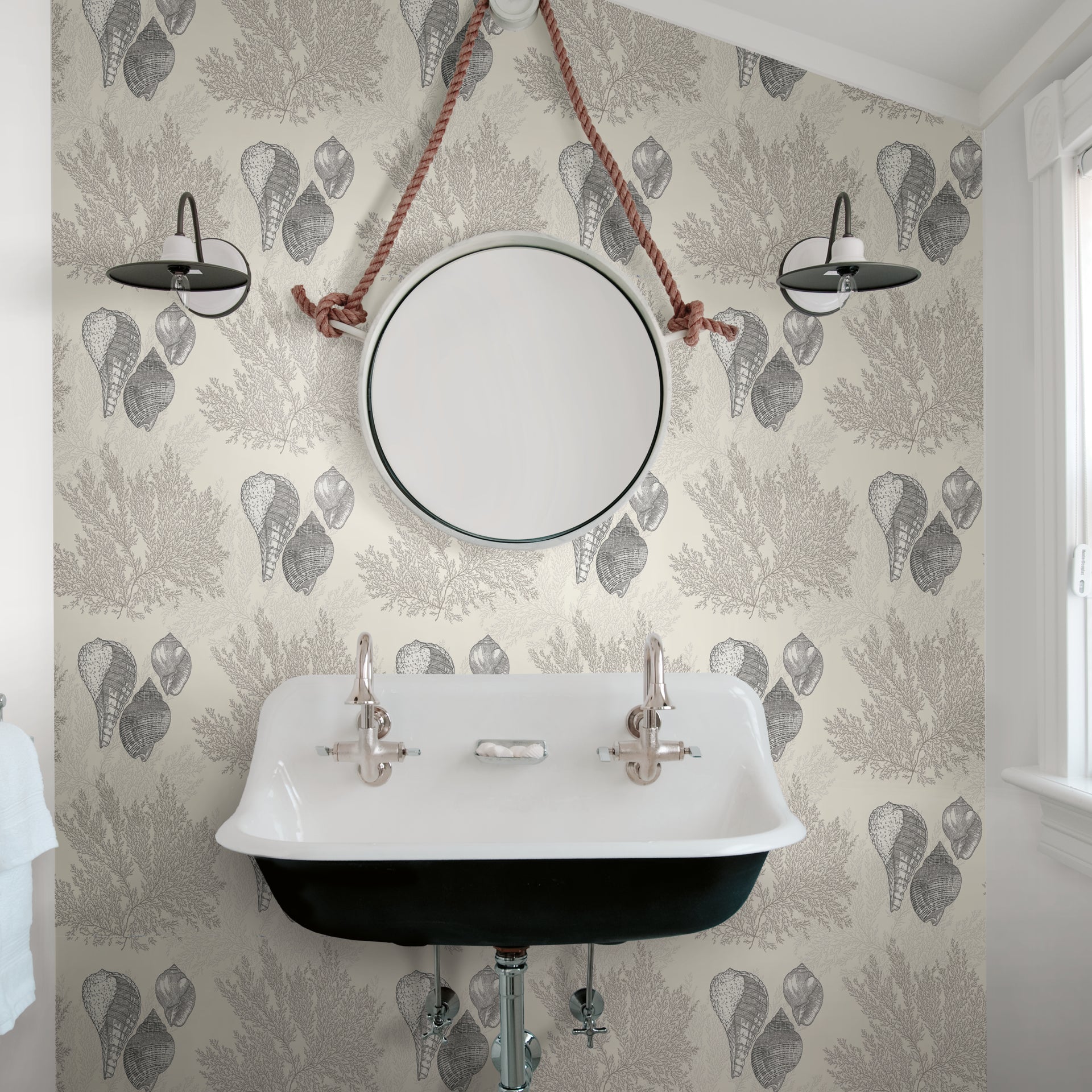 Nauset Cream Seashell Shores Wallpaper - Brewster Wallcovering