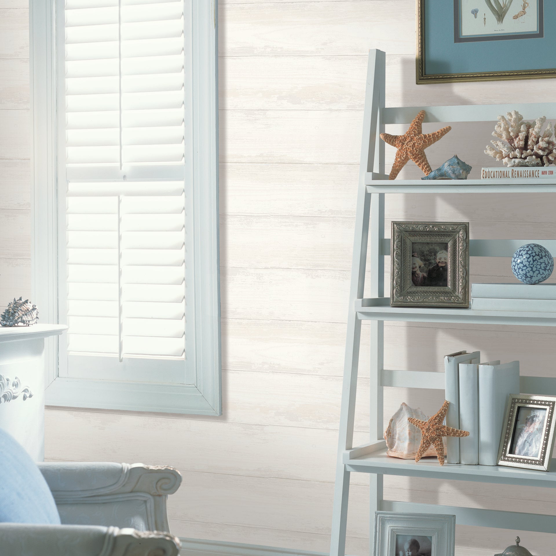 Truro Bone Weathered Shiplap Wallpaper - Brewster Wallcovering