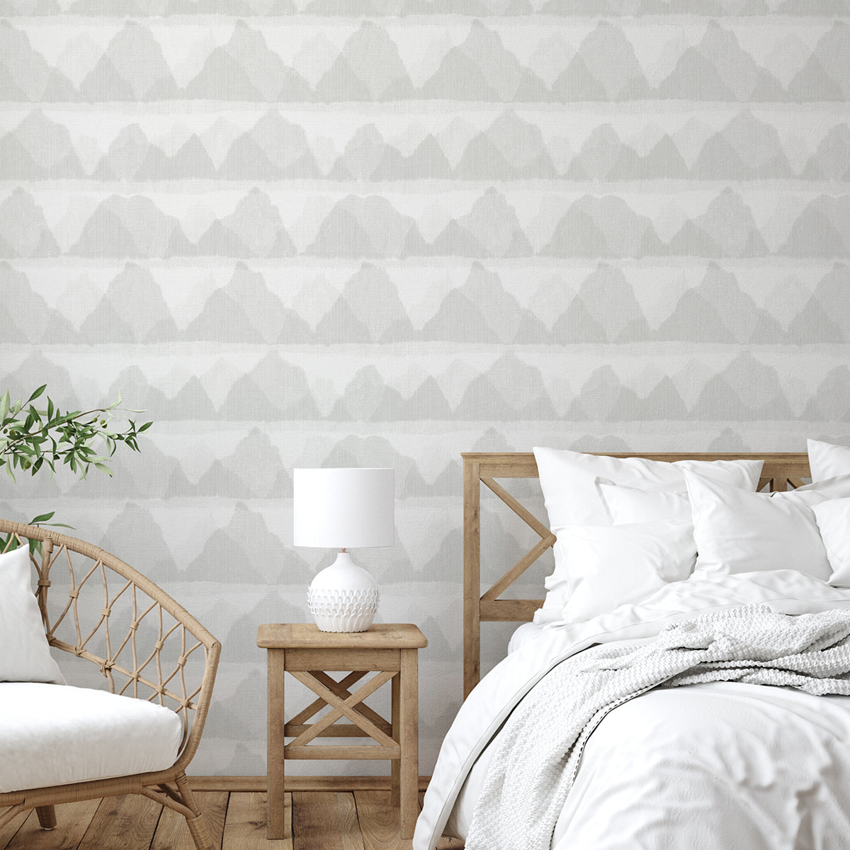 Grey Mountain Peak String Peel and Stick Wallpaper  | Brewster Wallcovering - The WorkRm