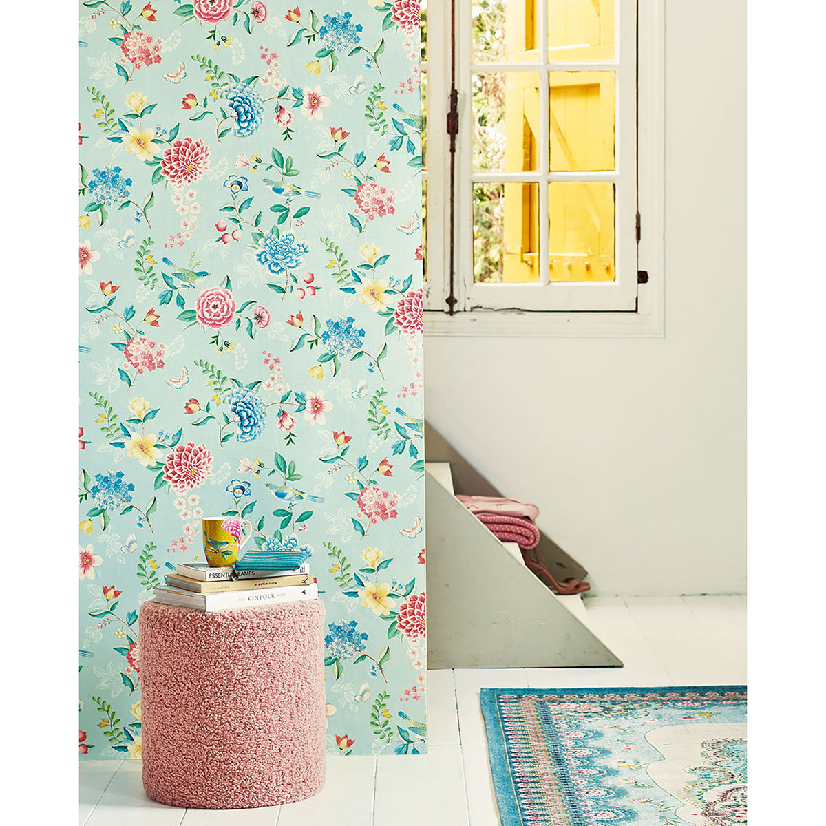 Good Evening Light Blue Floral Garden Wallpaper - Brewster Wallcovering