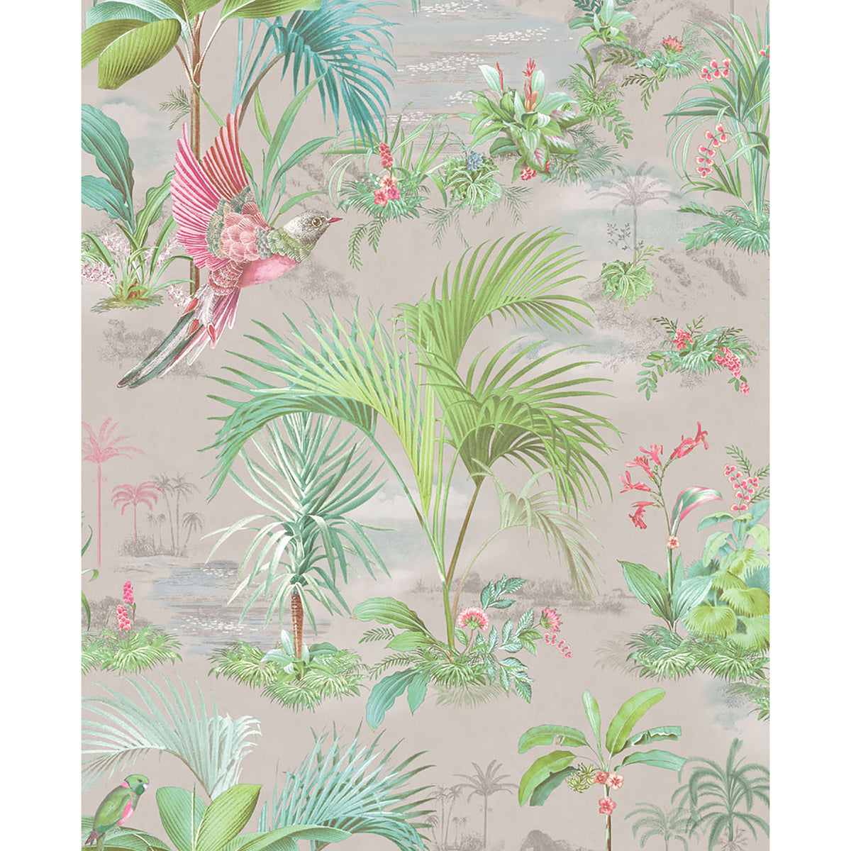 Brewster Wallcovering-Calliope Grey Palm Scenes Wallpaper