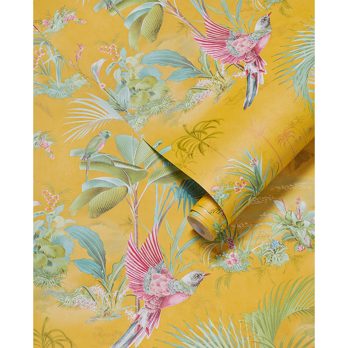 Calliope Yellow Palm Scenes Wallpaper  | Brewster Wallcovering