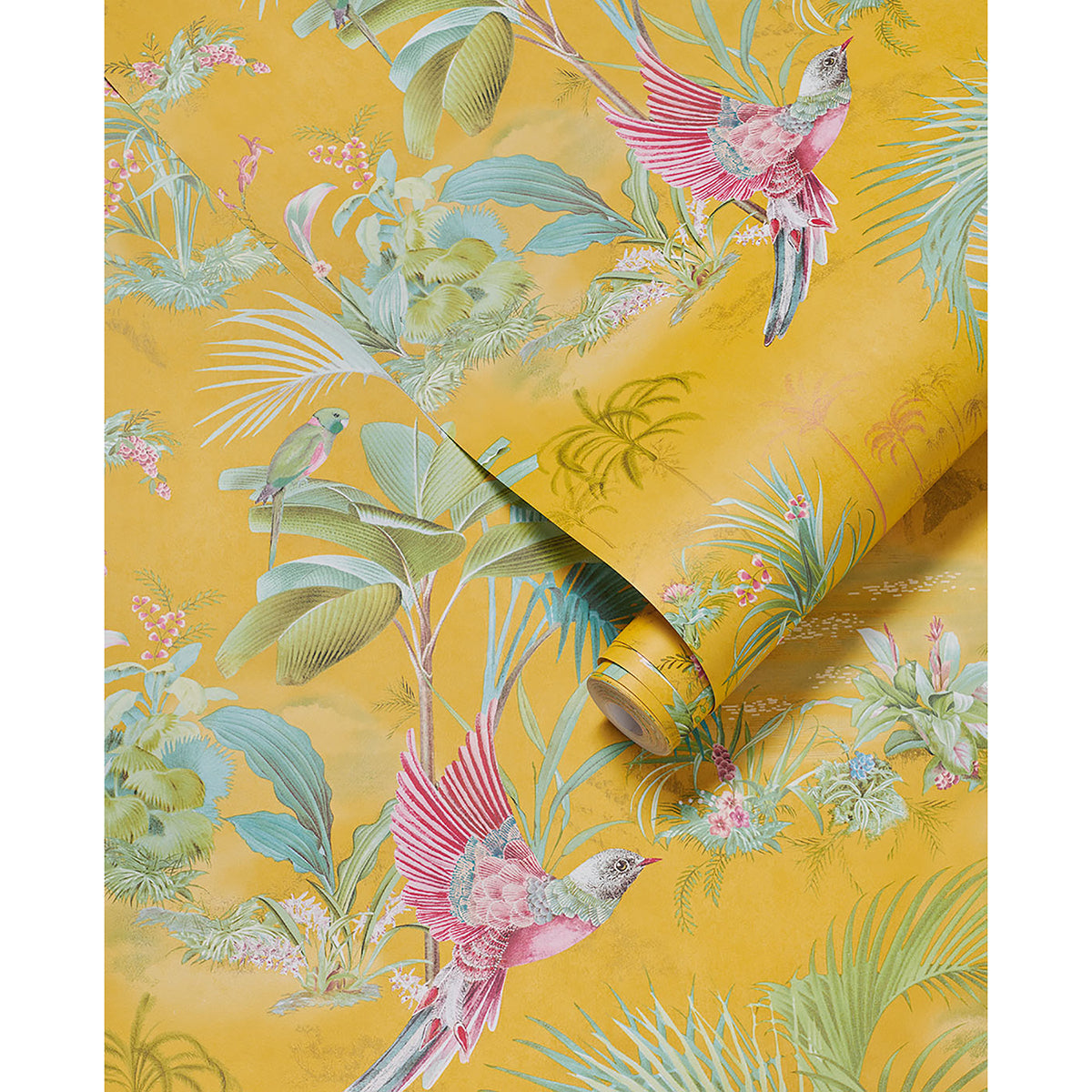 Calliope Yellow Palm Scenes Wallpaper - Brewster Wallcovering