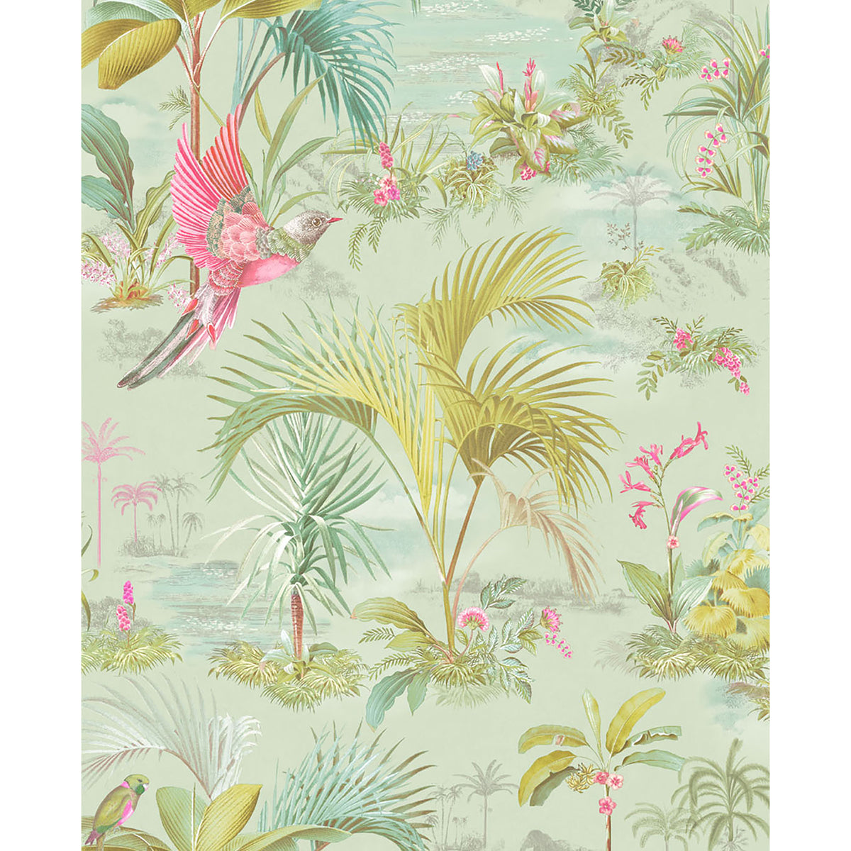 Brewster Wallcovering-Calliope Seafoam Palm Scenes Wallpaper