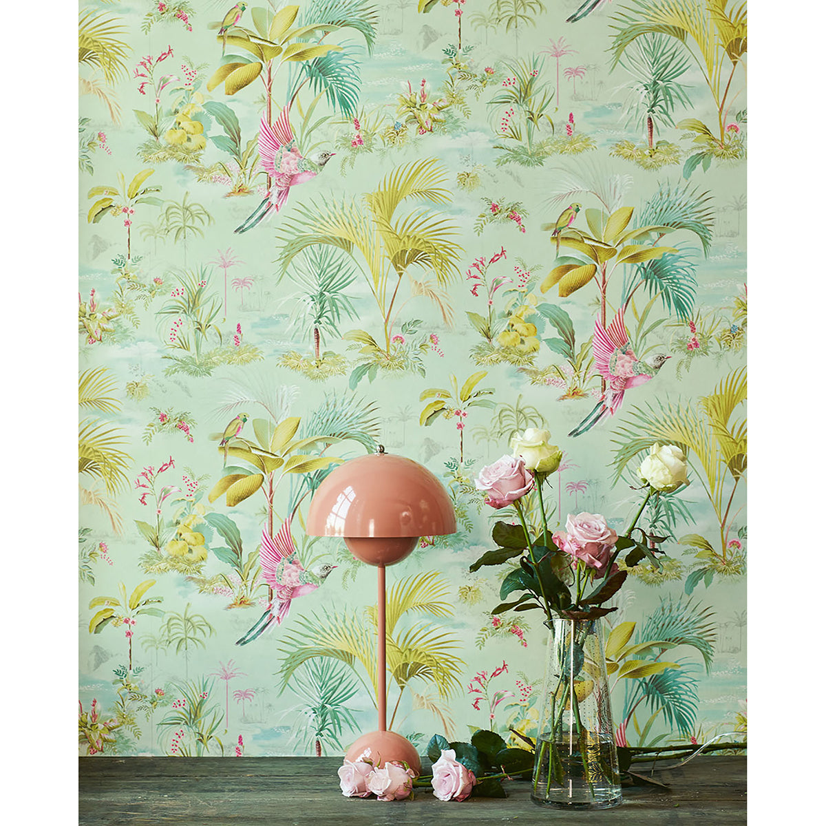 Calliope Seafoam Palm Scenes Wallpaper  | Brewster Wallcovering - The WorkRm