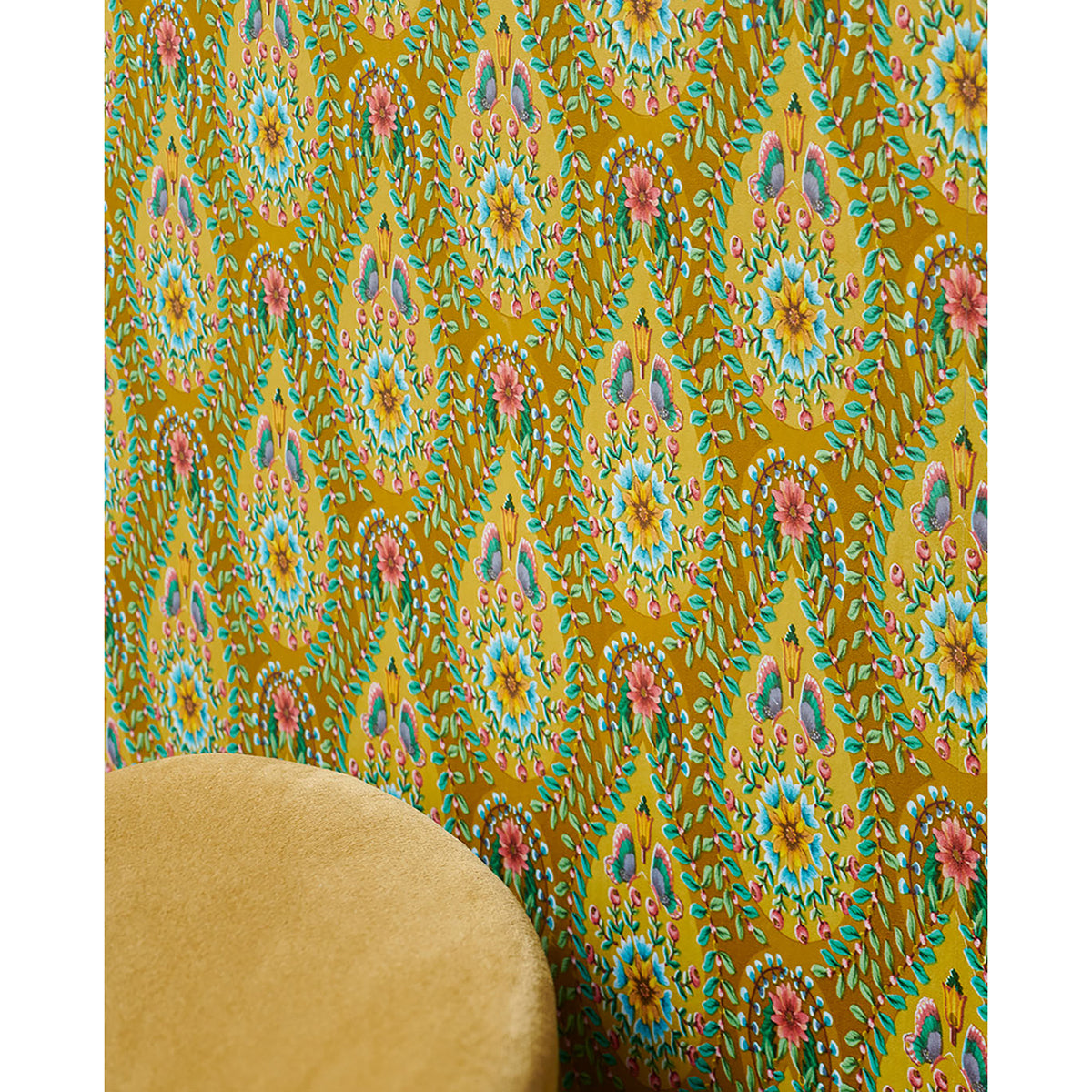 Garden Party Mustard Raindrops Wallpaper  | Brewster Wallcovering