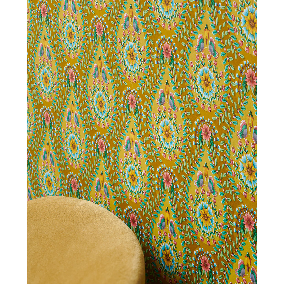 Garden Party Mustard Raindrops Wallpaper - Brewster Wallcovering