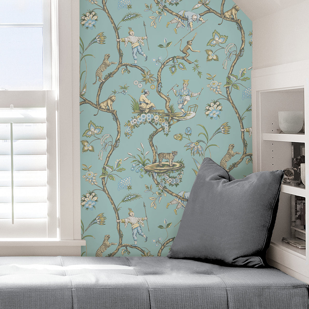 Robin Egg Chinoise Exotique Scalamandre Self Adhesive Wallpaper  | Brewster Wallcovering - The WorkRm