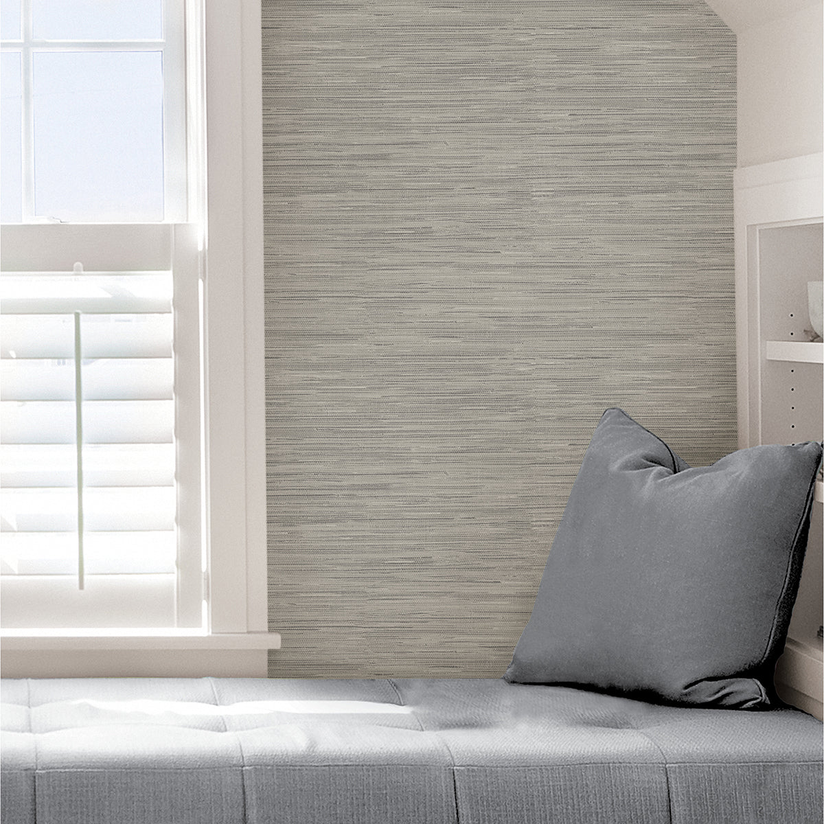 Avery Weave Grey Peel and Stick Wallpaper  | Brewster Wallcovering