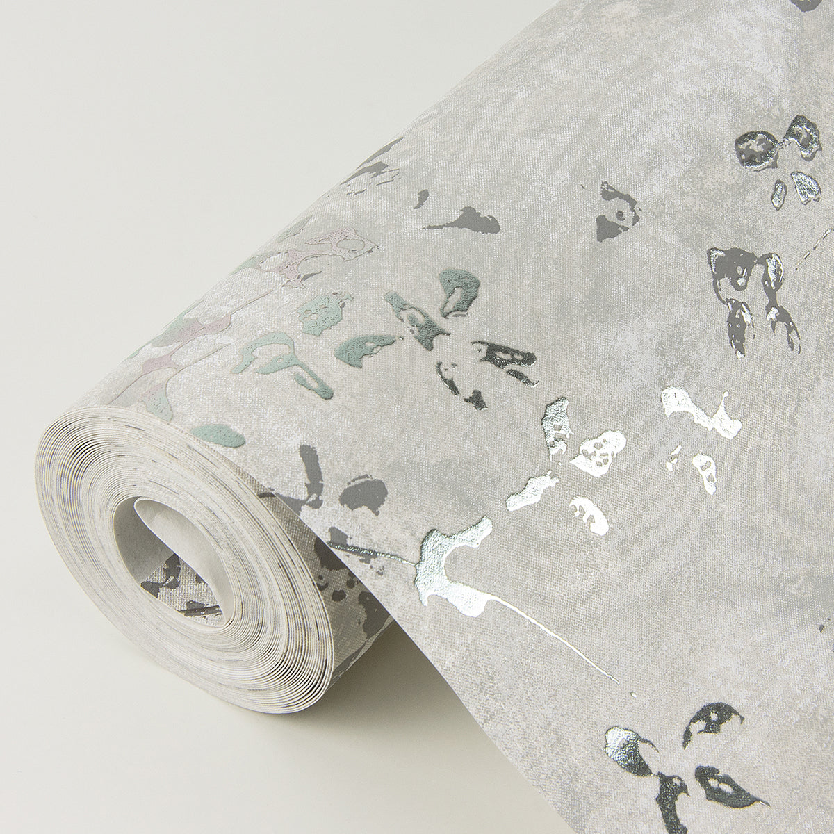 Arian Silver Inkburst Wallpaper - Brewster Wallcovering