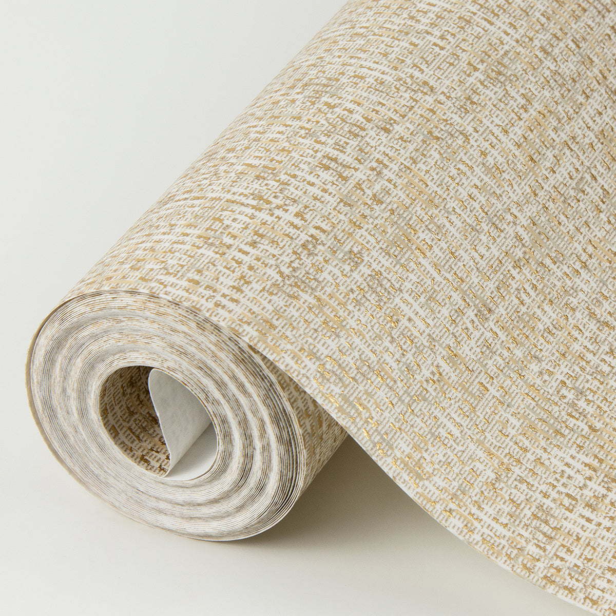 Maia Gold Faux Linen Wallpaper  | Brewster Wallcovering - The WorkRm