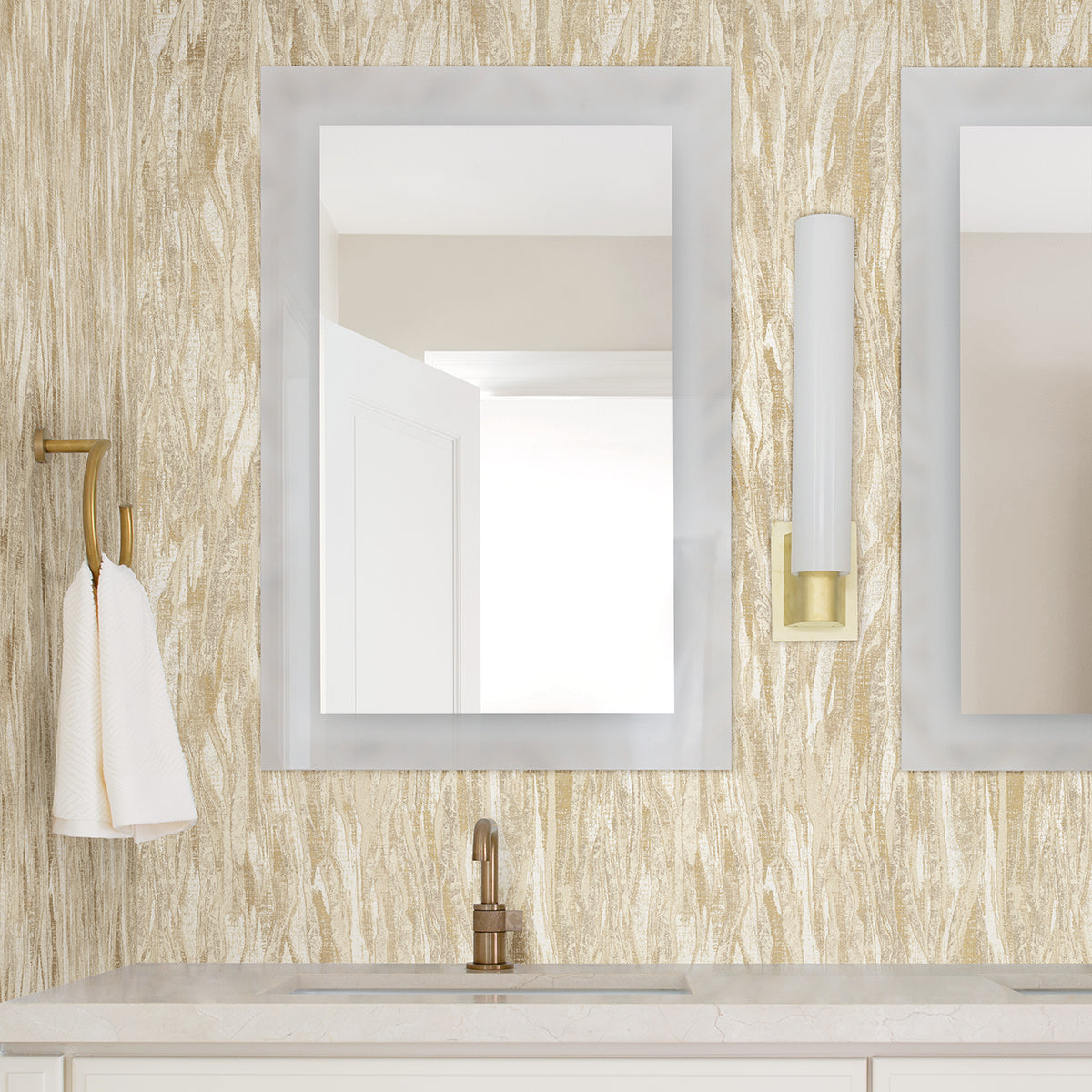 Suna Gold Woodgrain Wallpaper  | Brewster Wallcovering - The WorkRm