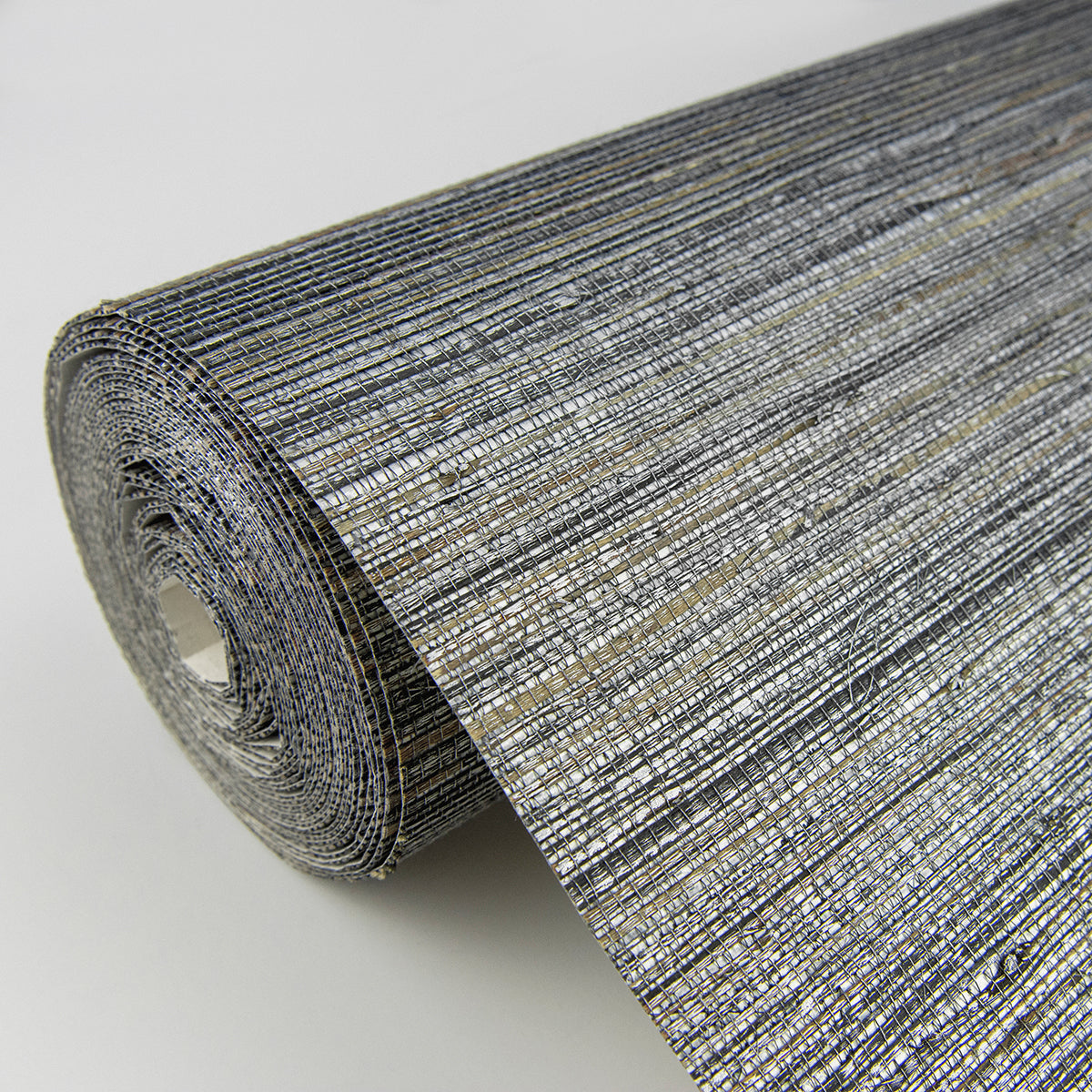 Fujian Silver Grasscloth Wallpaper - Brewster Wallcovering