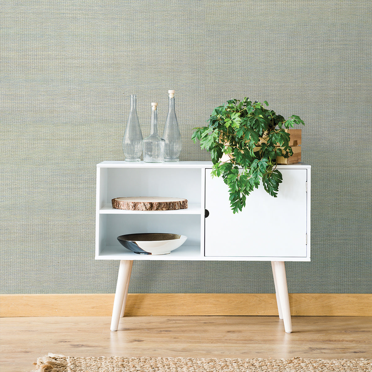 Samai Aquamarine Grasscloth Wallpaper  | Brewster Wallcovering - The WorkRm