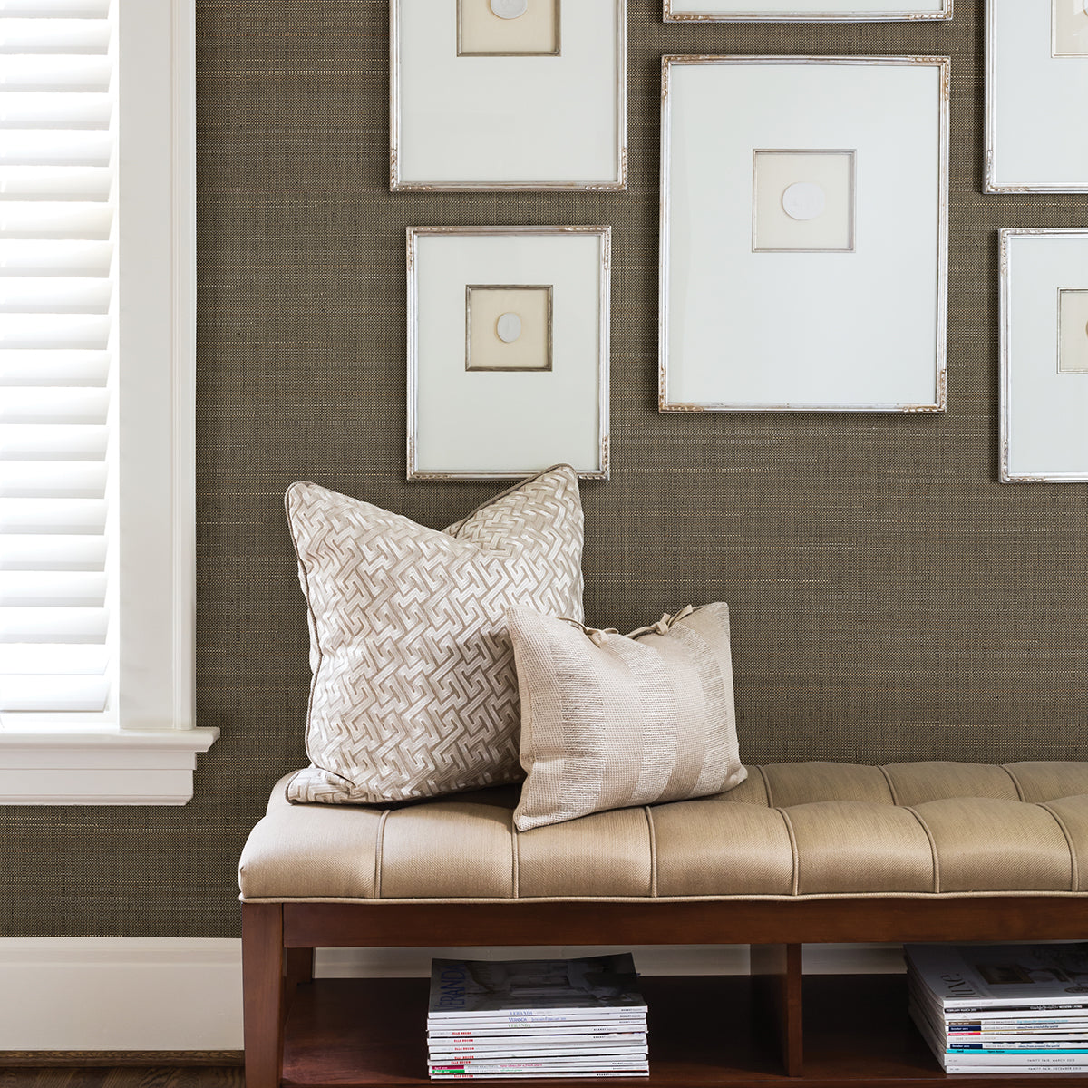 Nanking Brown Grasscloth Wallpaper - Brewster Wallcovering