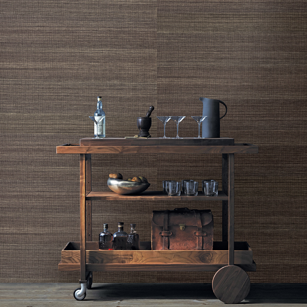 Xidi Brown Grasscloth Wallpaper  | Brewster Wallcovering - The WorkRm