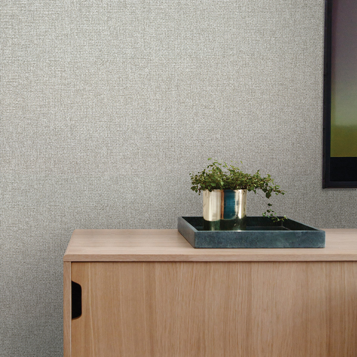 Chiang Grey Grasscloth Wallpaper - Brewster Wallcovering