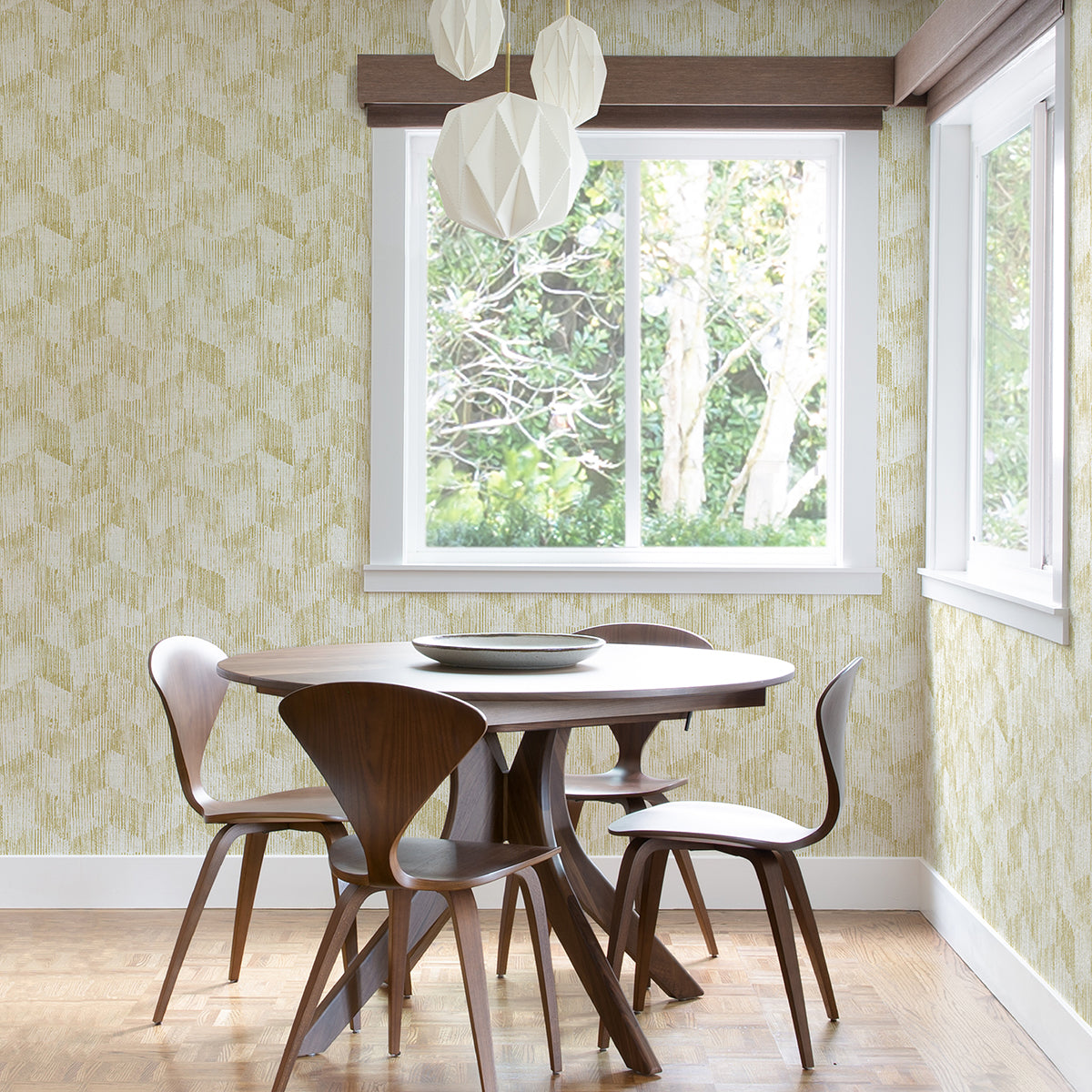 Demi Yellow Distressed Wallpaper  | Brewster Wallcovering