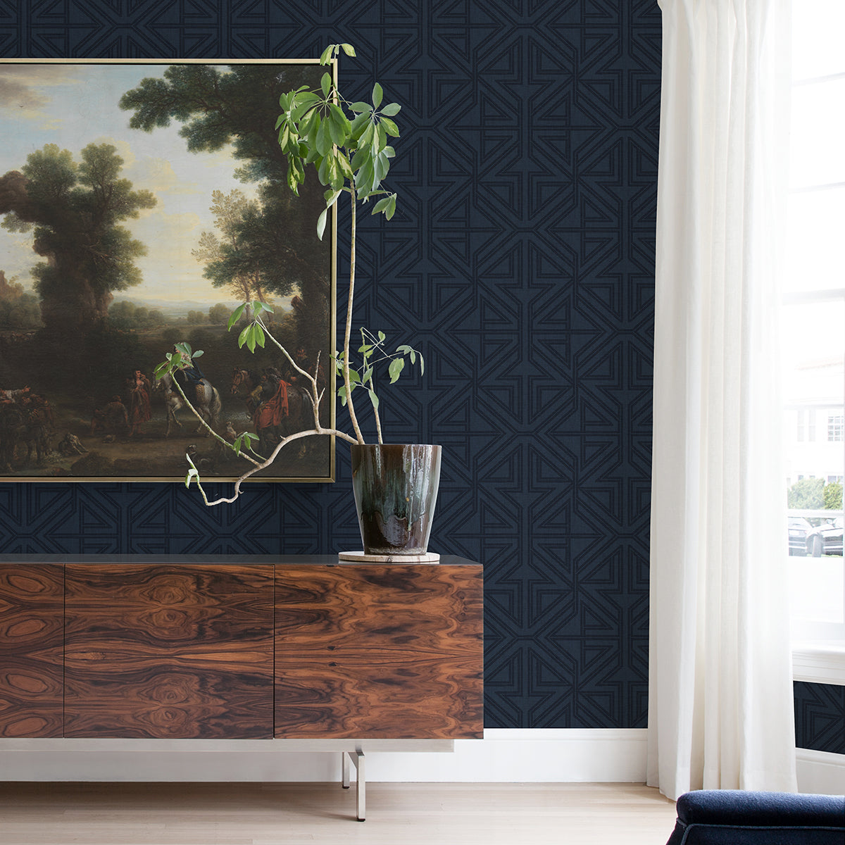 Kachel Indigo Geometric Wallpaper  | Brewster Wallcovering - The WorkRm