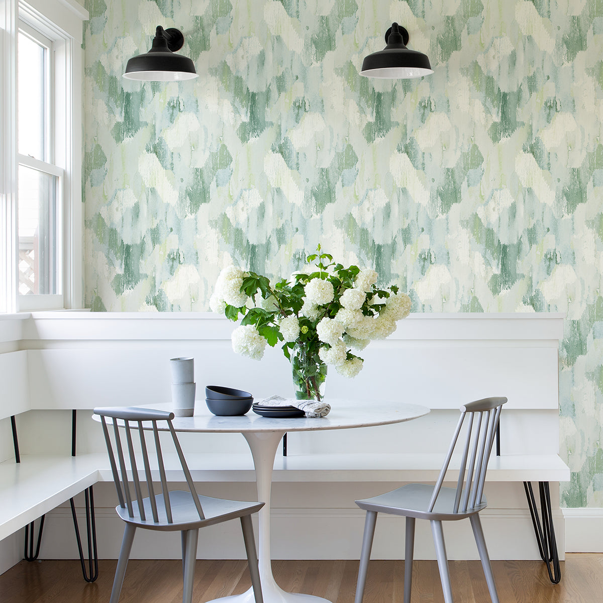 Mahi Green Abstract Wallpaper - Brewster Wallcovering