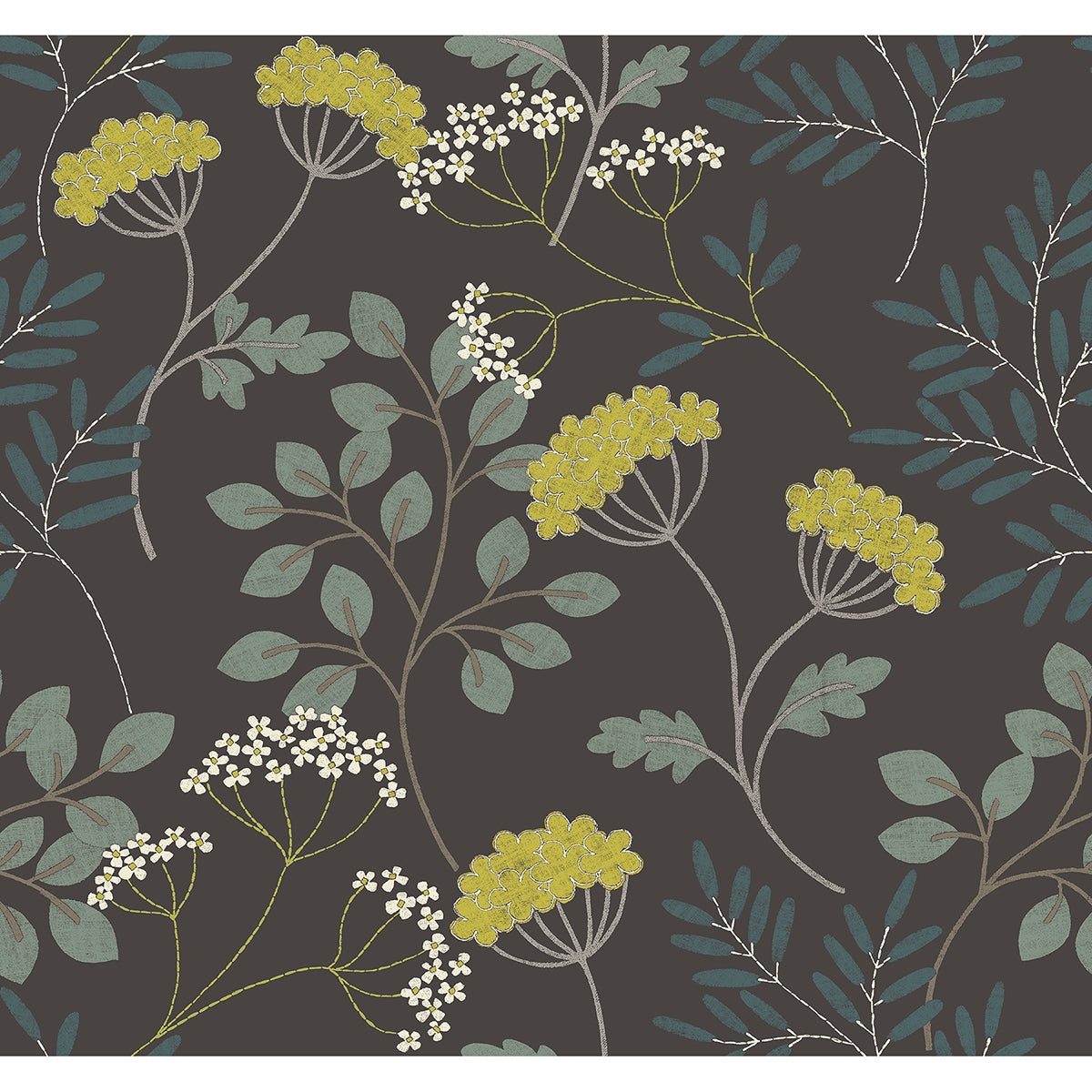 Picture of Sorrel Black Botanical Wallpaper