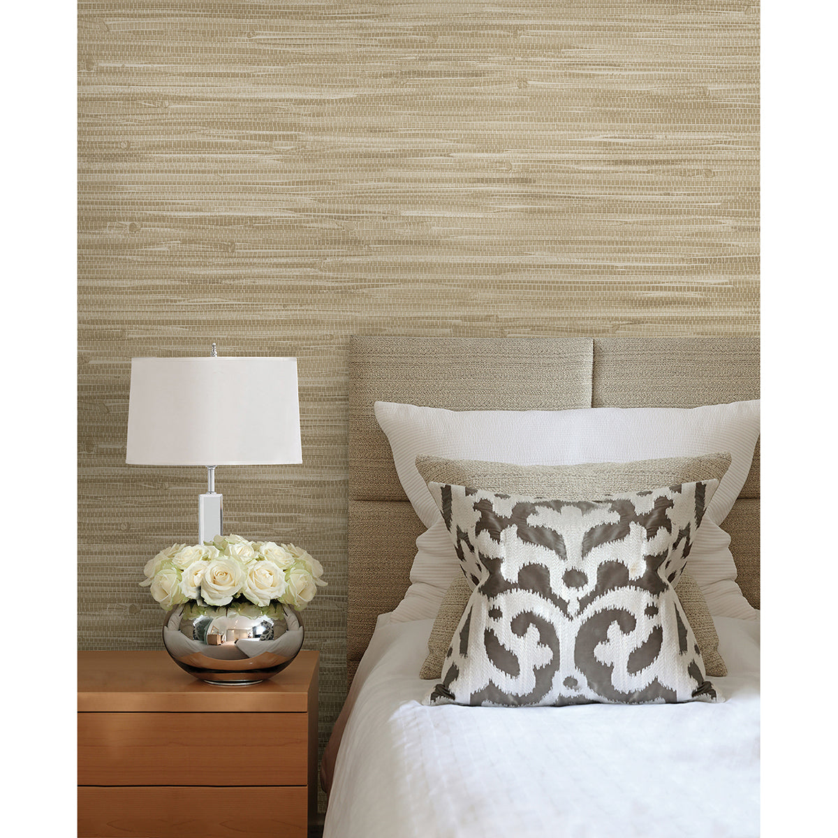 Martina Beige Grasscloth - Brewster Wallcovering