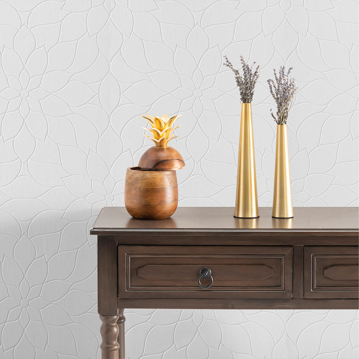 Anselm White Floral Bloom Paintable Wallpaper  | Brewster Wallcovering - The WorkRm