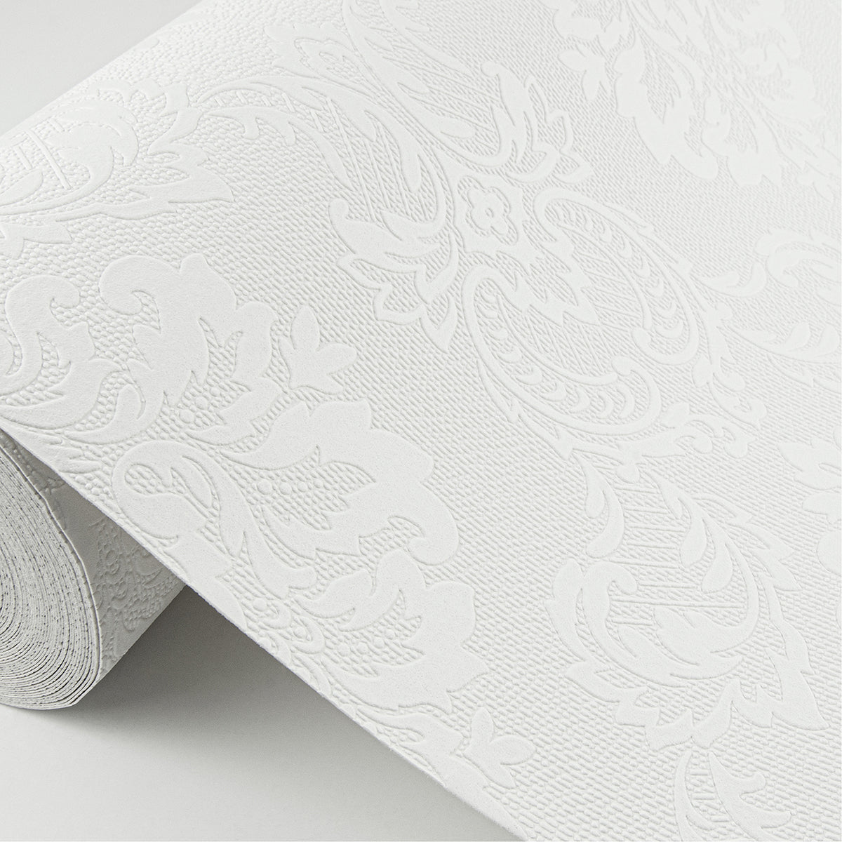 Plouf White Damask Paintable Wallpaper  | Brewster Wallcovering - The WorkRm