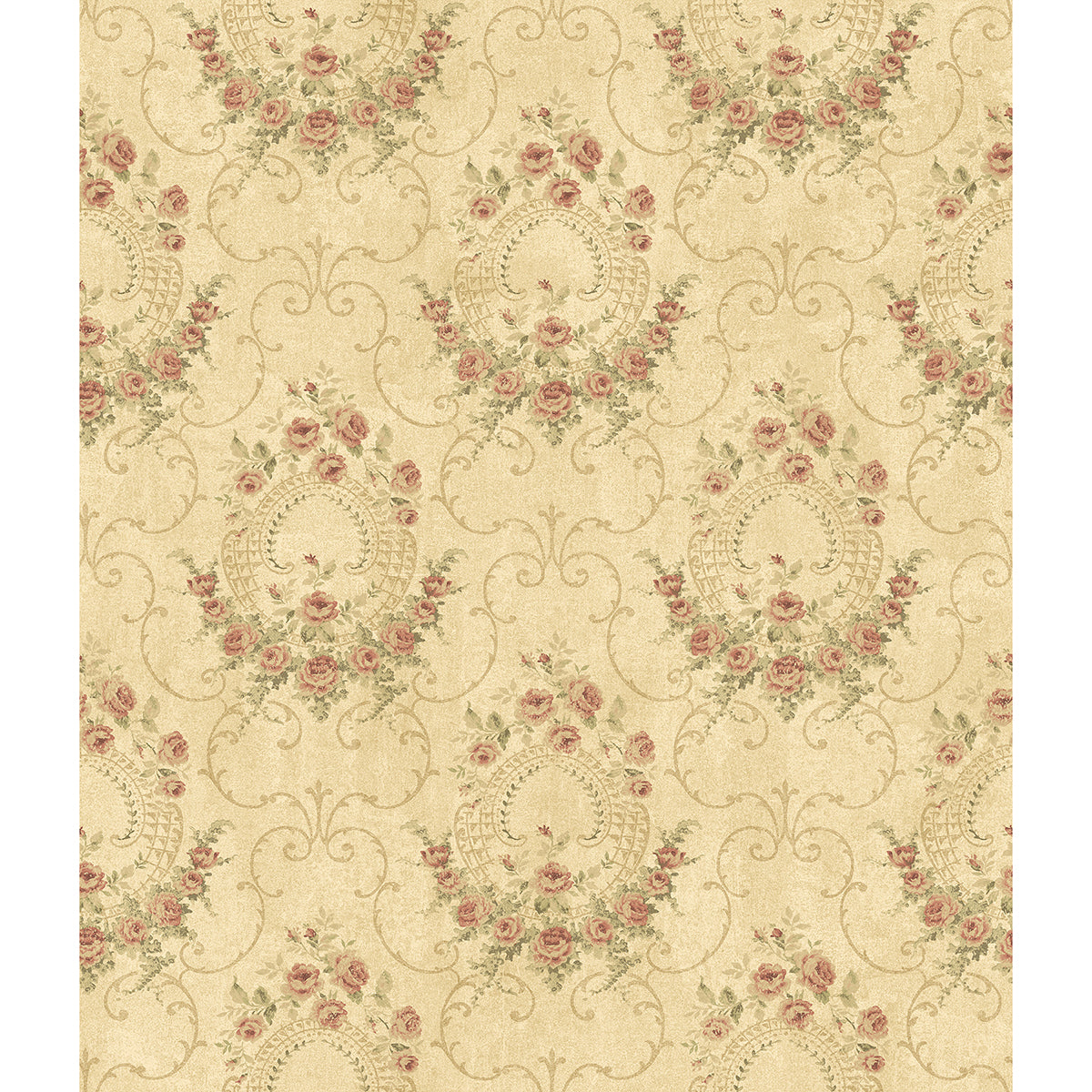 Brewster Wallcovering-Georgiana Red Tearose Wallpaper