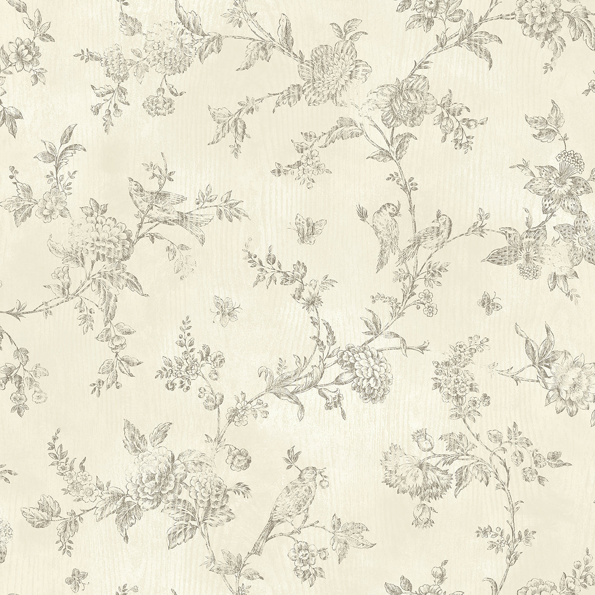 Brewster Wallcovering-French Nightingale Brown Trail Wallpaper
