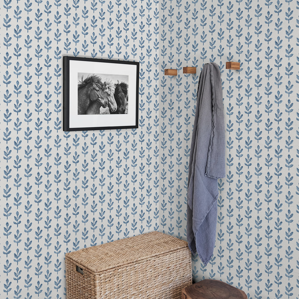 Whiskers Blue Leaf Wallpaper  | Brewster Wallcovering - The WorkRm