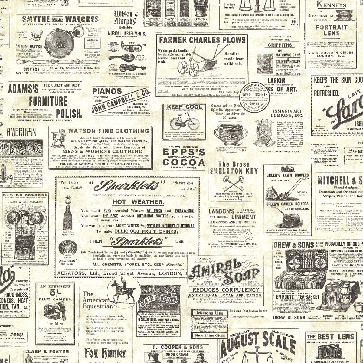 Picture of Adamstown Cream Newspaper Classifieds Wallpaper