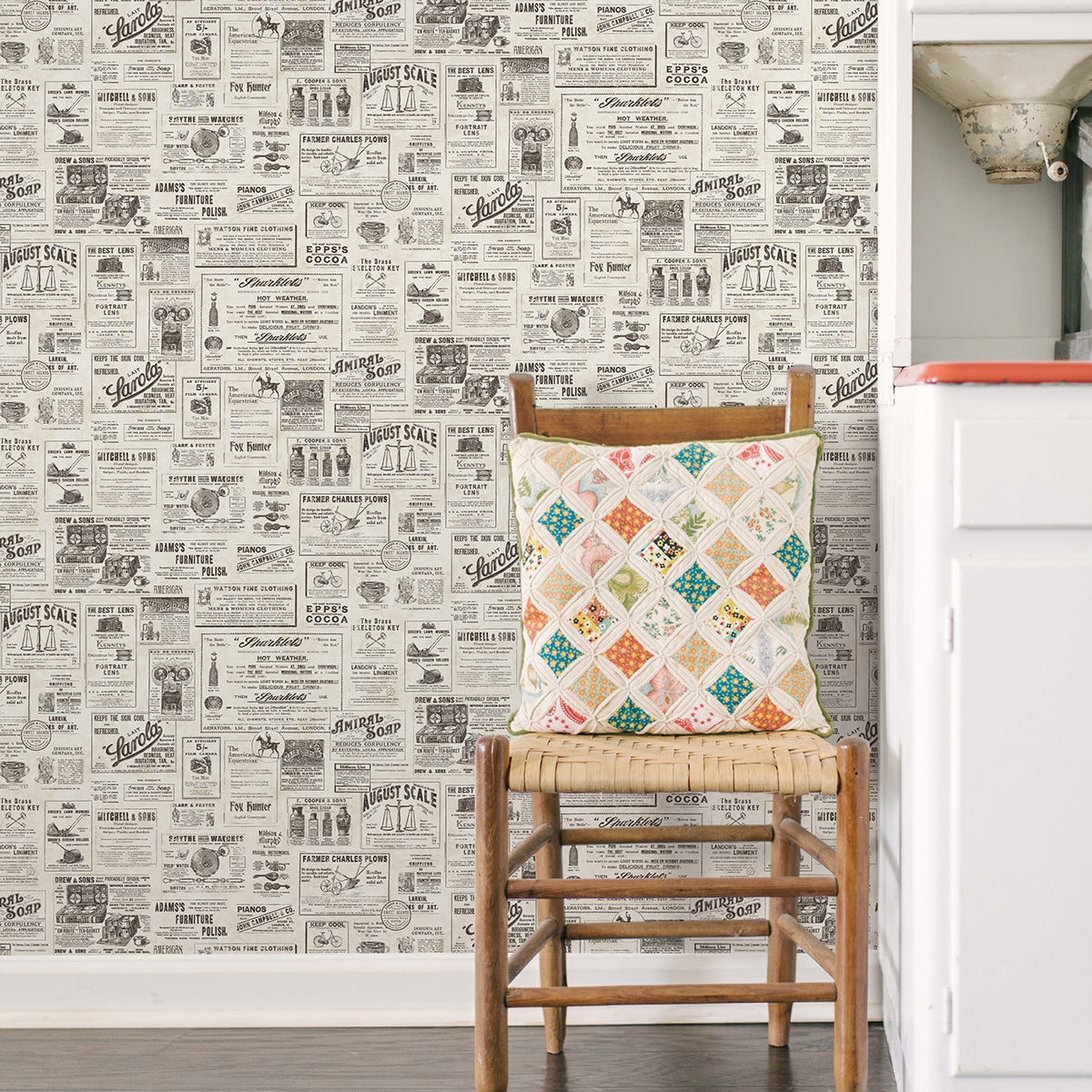 Adamstown Cream Newspaper Classifieds Wallpaper  | Brewster Wallcovering - The WorkRm