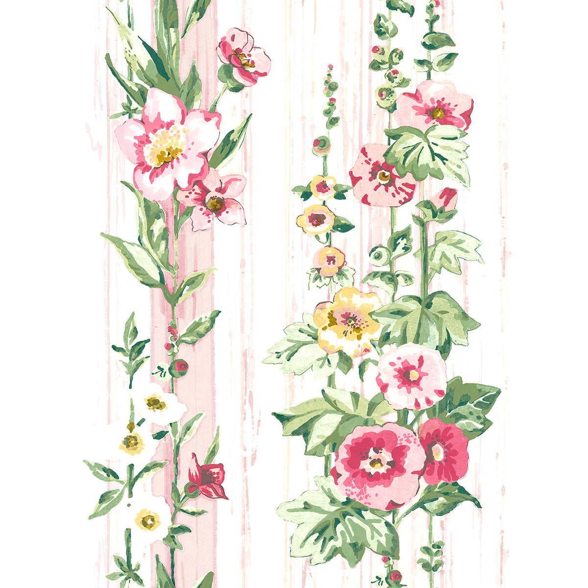 Delisa Pink Floral Stripe Wallpaper  | Brewster Wallcovering - The WorkRm