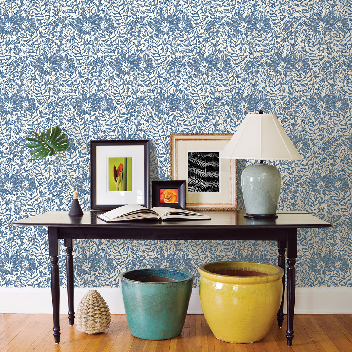 Blue Foliole Peel and Stick Wallpaper  | Brewster Wallcovering - The WorkRm