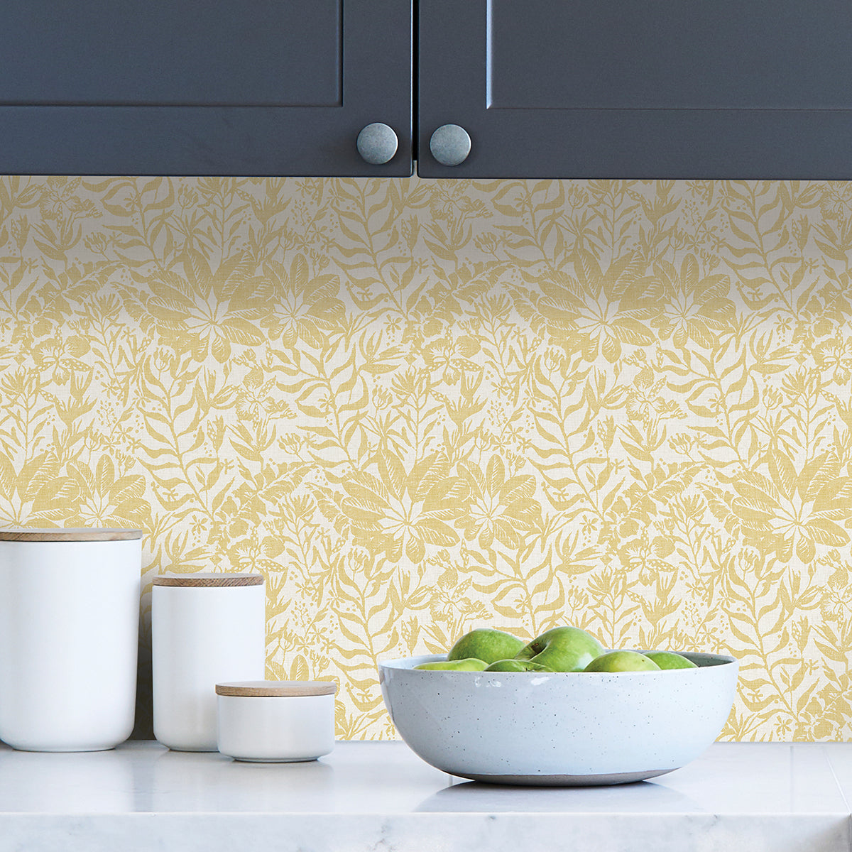 Yellow Foliole Peel and Stick Wallpaper - Brewster Wallcovering