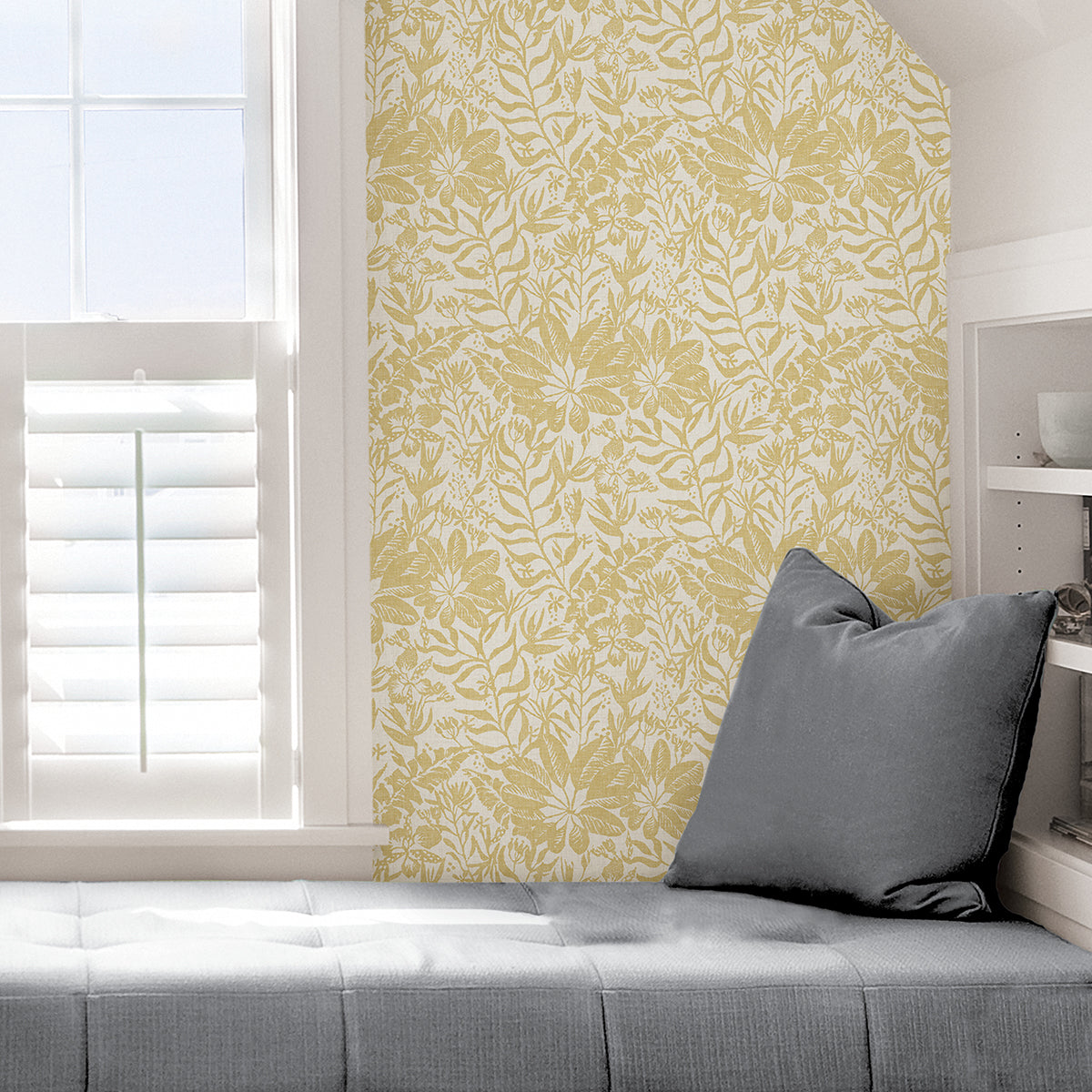 Yellow Foliole Peel and Stick Wallpaper - Brewster Wallcovering