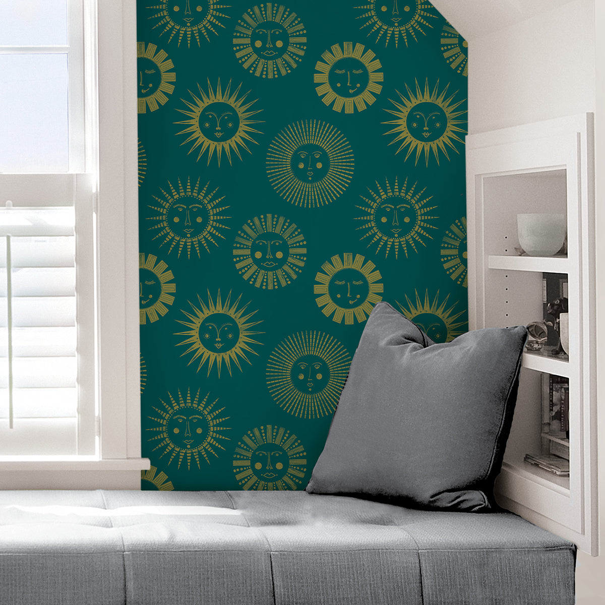 Teal Konark Peel and Stick Wallpaper  | Brewster Wallcovering - The WorkRm