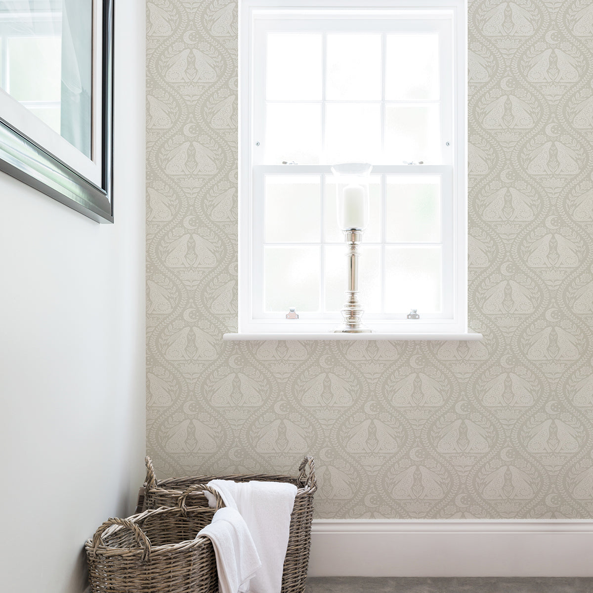 Cream Moon Rabbit Peel and Stick Wallpaper  | Brewster Wallcovering - The WorkRm