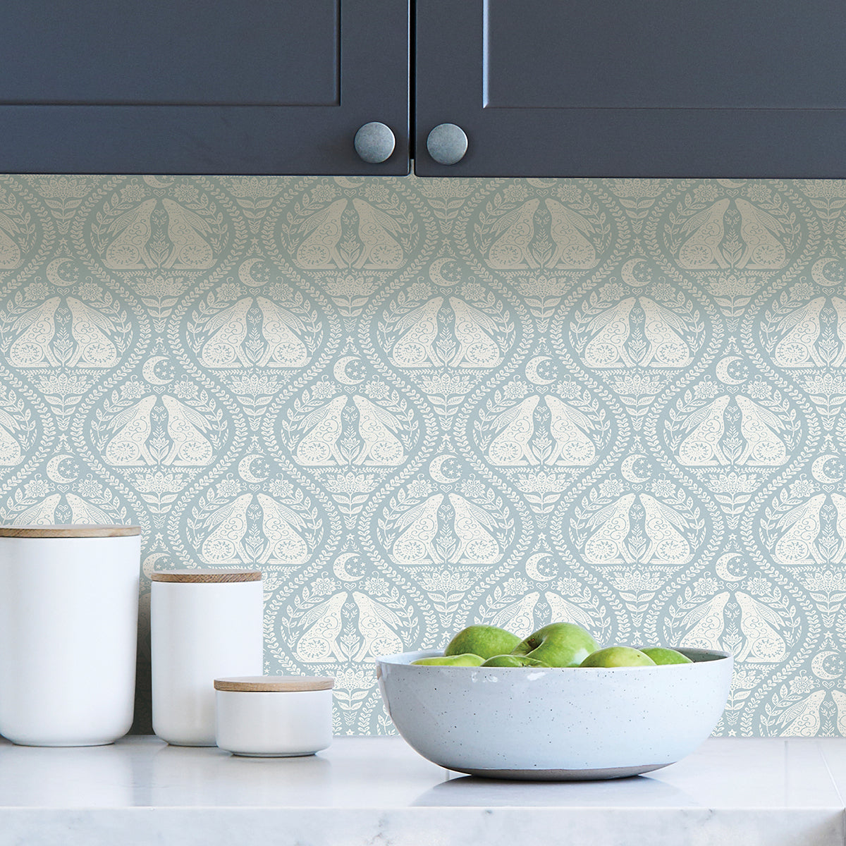 Blue Moon Rabbit Peel and Stick Wallpaper  | Brewster Wallcovering - The WorkRm