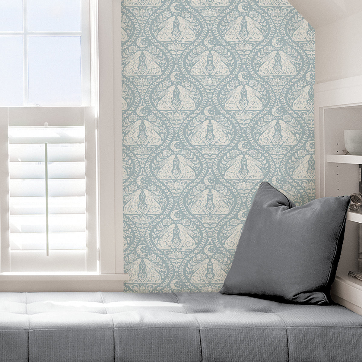 Blue Moon Rabbit Peel and Stick Wallpaper  | Brewster Wallcovering - The WorkRm